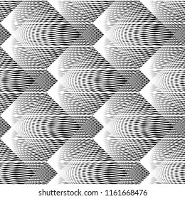 Design seamless monochrome geometric pattern. Abstract illusion background. Vector art. No gradient