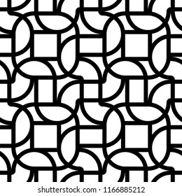 Design seamless monochrome geometric pattern. Abstract lines textured background. Vector art