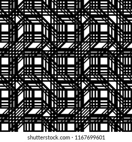 Design seamless monochrome geometric pattern. Abstract lines textured background. Vector art
