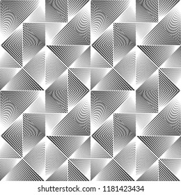 Design seamless monochrome geometric pattern. Abstract illusion background. Vector art. No gradient