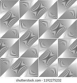 Design seamless monochrome geometric pattern. Abstract illusion background. Vector art. No gradient