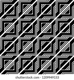 Design seamless monochrome geometric pattern. Abstract background. Vector art