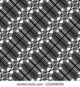 Design seamless monochrome geometric pattern. Abstract lines textured background. Vector art