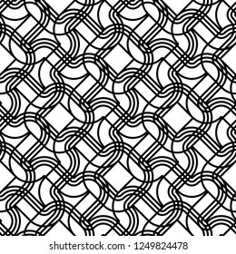 Design seamless monochrome geometric pattern. Abstract lines textured background. Vector art