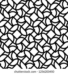 Design seamless monochrome geometric pattern. Abstract lines textured background. Vector art