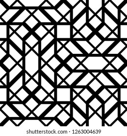 Design seamless monochrome geometric pattern. Abstract lines textured background. Vector art