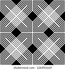 Design seamless monochrome geometric pattern. Abstract background. Vector art