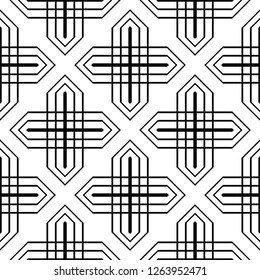 Design seamless monochrome geometric pattern. Abstract background. Vector art