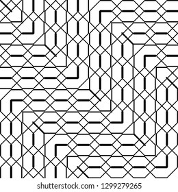 Design seamless monochrome geometric pattern. Abstract zigzag background. Vector art