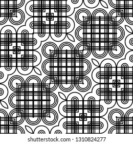 Design seamless monochrome geometric pattern. Abstract decorative background. Vector art