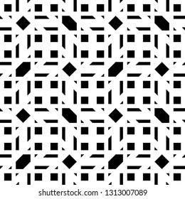 Design seamless monochrome geometric pattern. Abstract lines textured background. Vector art