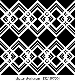 Design seamless monochrome geometric pattern. Abstract background. Vector art