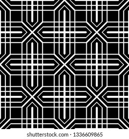 Design seamless monochrome geometric pattern. Abstract background. Vector art
