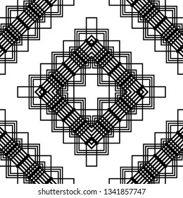 Design seamless monochrome geometric pattern. Abstract grating background. Vector art
