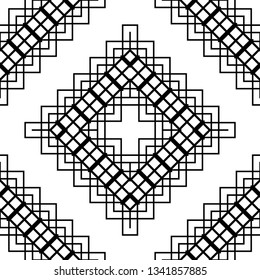 Design seamless monochrome geometric pattern. Abstract grating background. Vector art