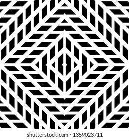 Design seamless monochrome geometric pattern. Abstract background. Vector art