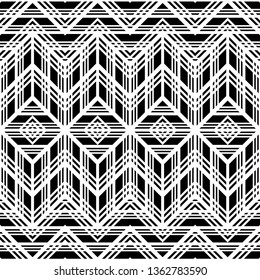 Design seamless monochrome geometric pattern. Abstract zigzag background. Vector art