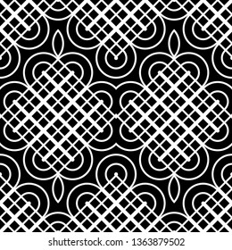 Design seamless monochrome geometric pattern. Abstract decorative background. Vector art