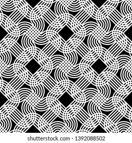 Design seamless monochrome geometric pattern. Abstract lines textured background. Vector art