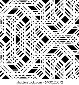Design seamless monochrome geometric pattern. Abstract lines textured background. Vector art