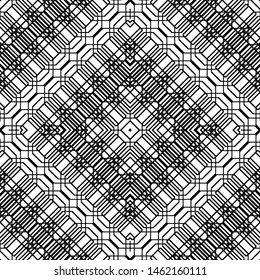 Design seamless monochrome geometric pattern. Abstract grating background. Vector art