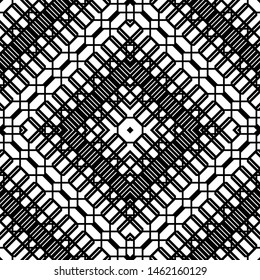 Design seamless monochrome geometric pattern. Abstract grating background. Vector art