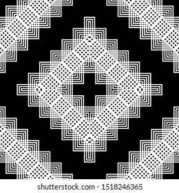Design seamless monochrome geometric pattern. Abstract grating background. Vector art