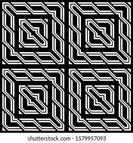 Design seamless monochrome geometric pattern. Abstract square background. Vector art
