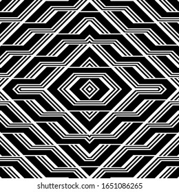 Design seamless monochrome geometric pattern. Abstract diamond background. Vector art