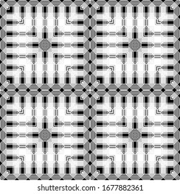 Design seamless monochrome geometric pattern. Abstract grating background. Vector art