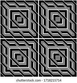 Design seamless monochrome geometric pattern. Abstract square background. Vector art
