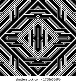 Design seamless monochrome geometric pattern. Abstract diamond background. Vector art
