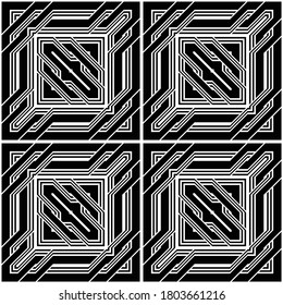 Diseño de un patrón geométrico monocromo sin fisuras. Resumen de fondo cuadrado. Arte vectorial
