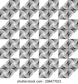Design seamless monochrome geometric pattern. Abstract whirl lines textured background. Vector art