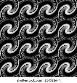 Design seamless monochrome geometric pattern. Abstract whirl lines textured background. Vector art