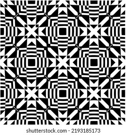 Design seamless monochrome geometric pattern. Abstract background. Vector art.Perfect for site backdrop, wrapping paper, wallpaper, textile and surface design. 
