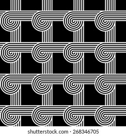 Design seamless monochrome geometric pattern. Abstract stripy background. Vector art