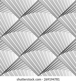 Design seamless monochrome geometric pattern. Abstract waving lines background. Vector art. No gradient