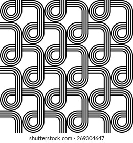 Design seamless monochrome geometric pattern. Abstract stripy background. Vector art