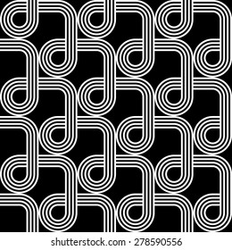 Design seamless monochrome geometric pattern. Abstract stripy background. Vector art
