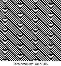 Design seamless monochrome geometric pattern. Abstract stripy background. Vector art