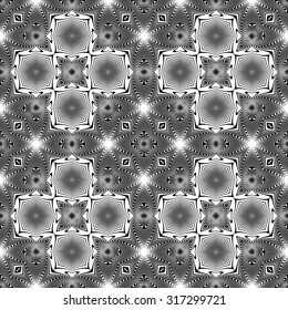 Design seamless monochrome geometric pattern. Abstract lines textured background. Vector art. No gradient