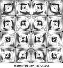 Design seamless monochrome geometric pattern. Abstract waving lines background. Vector art. No gradient
