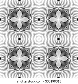 Design seamless monochrome geometric pattern. Abstract lines textured background. Vector art. No gradient
