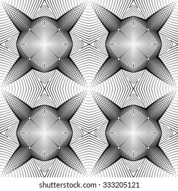 Design seamless monochrome geometric pattern. Abstract lines textured background. Vector art. No gradient