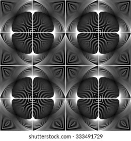 Design seamless monochrome geometric pattern. Abstract lines textured background. Vector art. No gradient