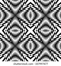 Design seamless monochrome geometric pattern. Abstract illusion background. Vector art. No gradient