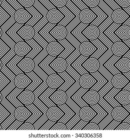 Design seamless monochrome geometric pattern. Abstract stripy background. Vector art