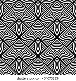Design seamless monochrome geometric pattern. Abstract stripy background. Vector art