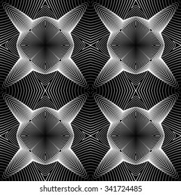 Design seamless monochrome geometric pattern. Abstract lines textured background. Vector art. No gradient
